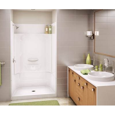 Aker KDS 3448 Acrylx Alcove Center Drain Four-piece Shower - White