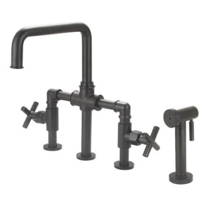 Barclay Highland Kitchen Bridge Faucet W/cross Handles, 8'' Centers,mb - Matte Black