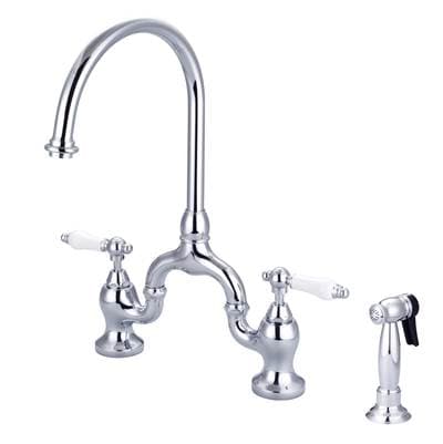 Barclay Banner Kitchen Bridge Faucet W Sidespray & Porc Lever Han, CP - Polished Chrome