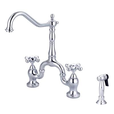 Barclay Carlton Kitchen Bridge Faucet Sidespray & Metal Cross Hdl,cp - Polished Chrome