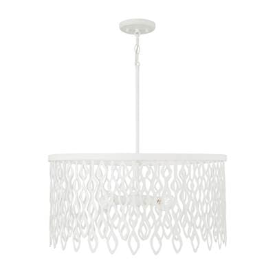 Capital Lighting 24W X 23.5H 4-Light Lasercut Metal Pendant in Matte White Modern Motif - Matte...