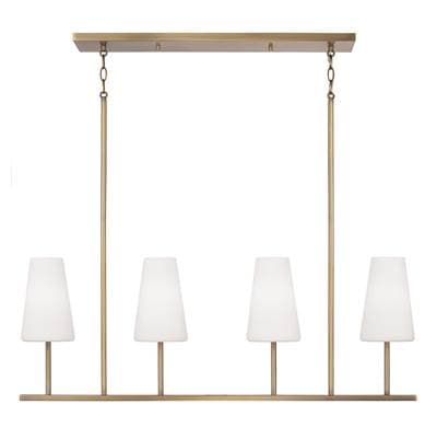 Capital Lighting 42'' W X 15'' H 4-Light Modern Linear Chandelier in Aged Brass with Tapered Soft...