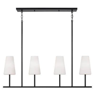 Capital Lighting 43'' W X 15'' H 4-Light Modern Linear Chandelier in Matte Black with Tapered...