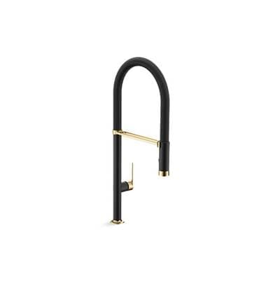 Kallista Juxtapose Semi-pro Faucet W/ Po Spray - Matte Black with Brushed Moderne Brass