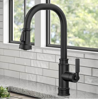 Kraus Allyne Transitional Industrial Pull-down Single Handle Kitchen Faucet - Matte Black