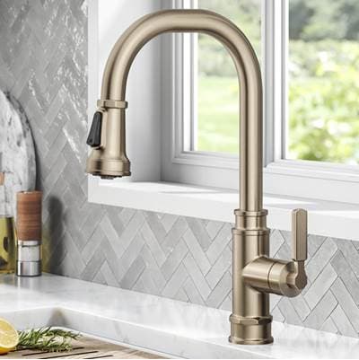Kraus Allyne Transitional Industrial Pull-down Single Handle Kitchen Faucet in Spot-free -...