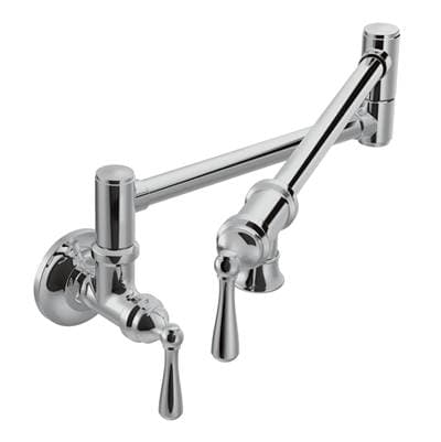 Moen Traditional Wall Mount Swing Arm Folding Pot Filler Kitchen Faucet, Chrome