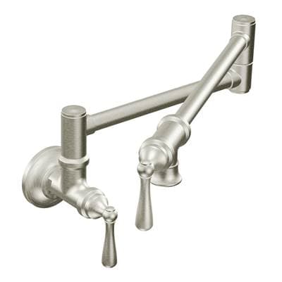 Moen Traditional Wall Mount Swing Arm Folding Pot Filler Kitchen Faucet, Spot Resist Stainless