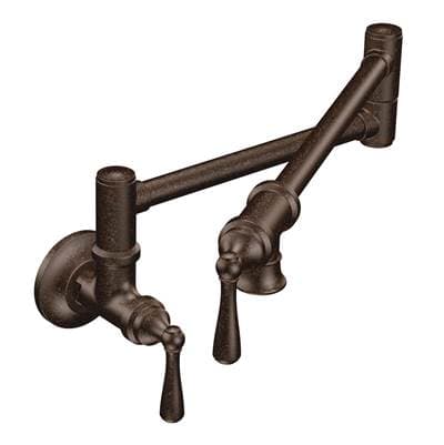 Moen Traditional Wall Mount Swing Arm Folding Pot Filler Kitchen Faucet, Oil-Rubbed Bronze - Oil Rubbed Bronze