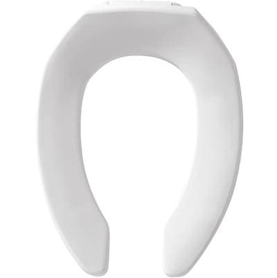 1955CT Bemis Elongated Open Front Less Cover Commercial Plastic Toilet Seat in White Featuring Stay-Tite Commercial Fastening System Check Hinge
