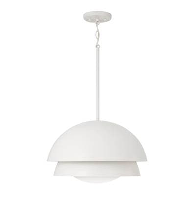 17.25'' W x 10.5'' H 1-Light Modern Tiered Dome Pendant in Matte White with Soft White Glass Diffuser
