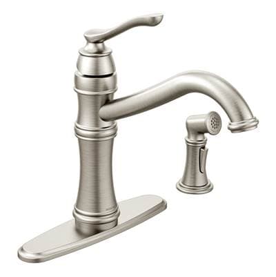 Belfield Traditional One Handle High Arc Kitchen Faucet with Side Spray and Optional Deckplate Included, Spot Resist Stainless