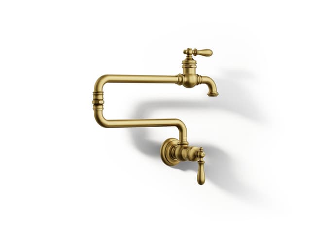 Kohler Artifacts Wall-mount pot filler - Vibrant Brushed Moderne Brass